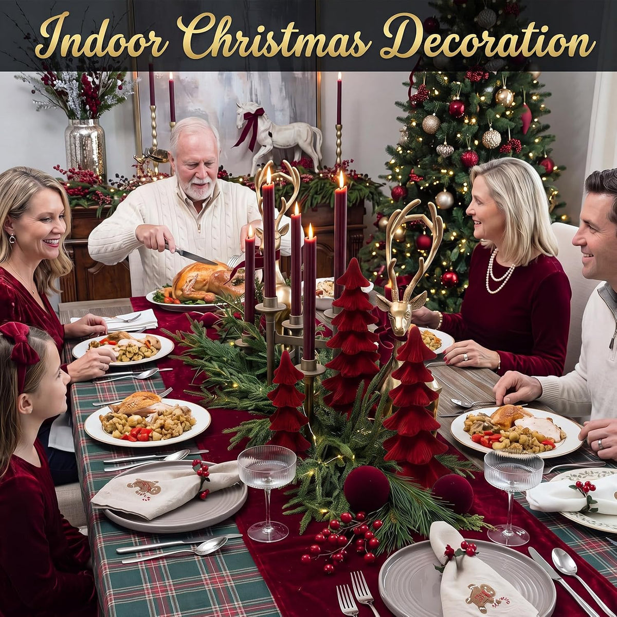 newwiee 3 pcs christmas velvet trees velvet tabletop,claret, package contents