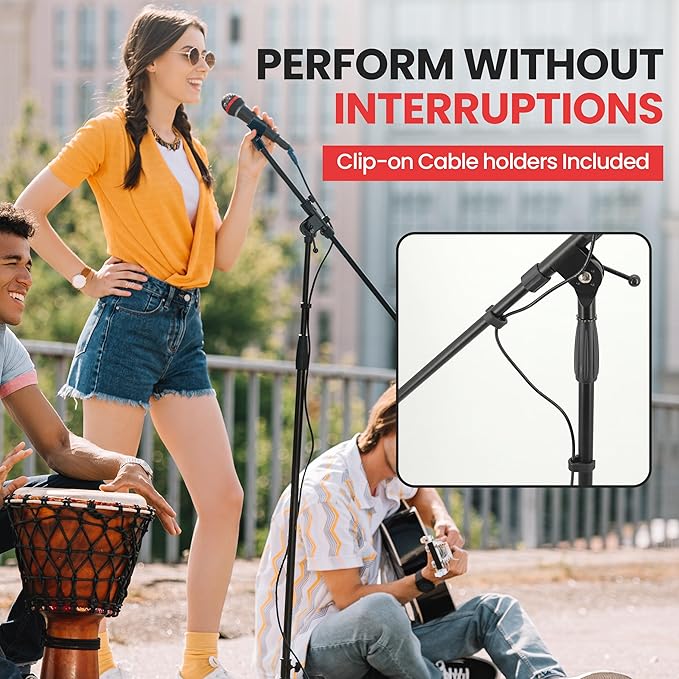 Pyle Universal Tripod Microphone Stand - Knob Boom Extends Up to 31'', Strong and Lightweight Tubing, 3.5'' x 38'' -inches, Lightweight and Collapsible Mic Stand