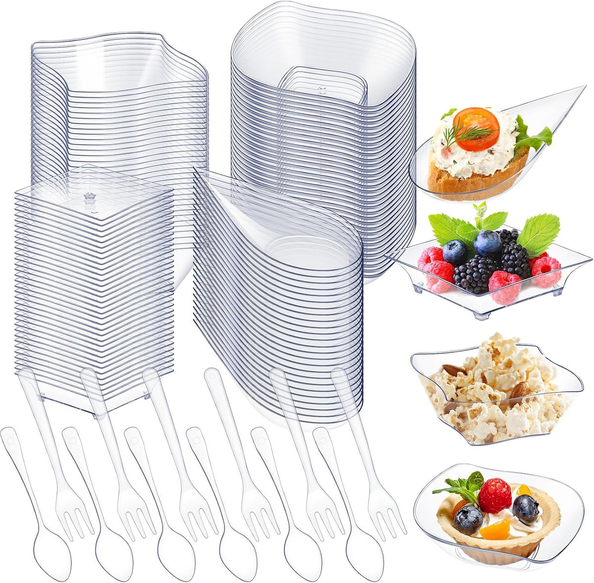 400 Pcs Mini Appetizer Plates Disposable, Classic Style, Clear