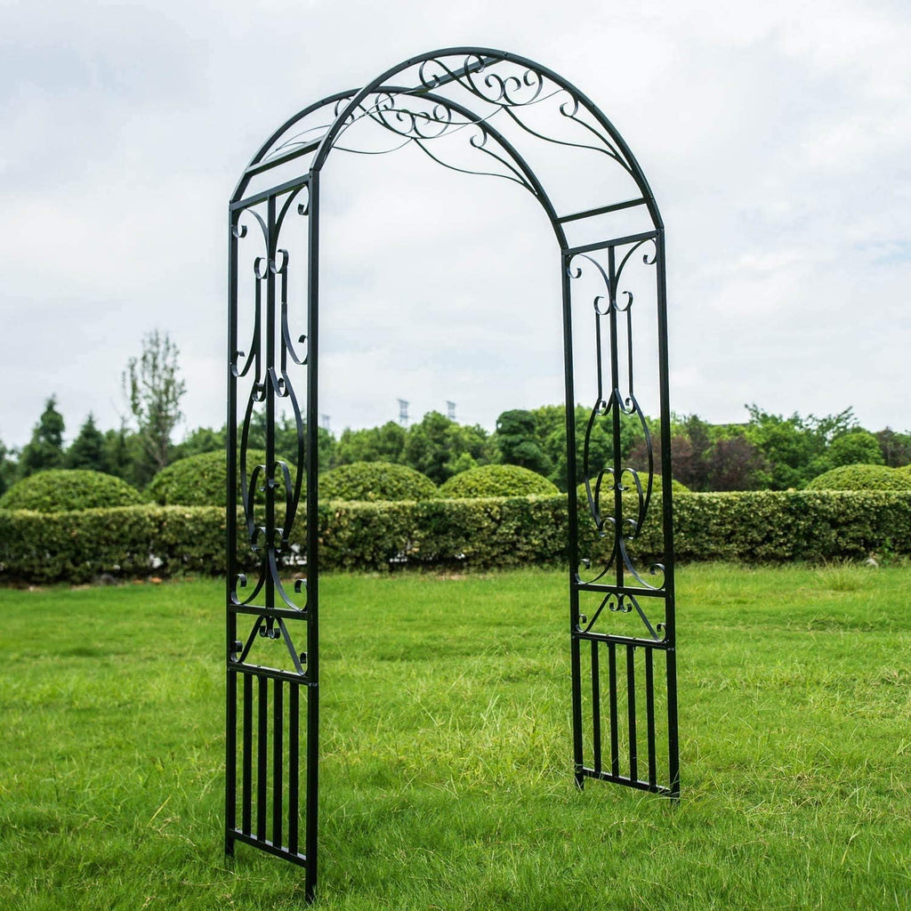 kinbor Garden Arches Arbor, Outdoor Black Metal Arbor, Wedding Archway