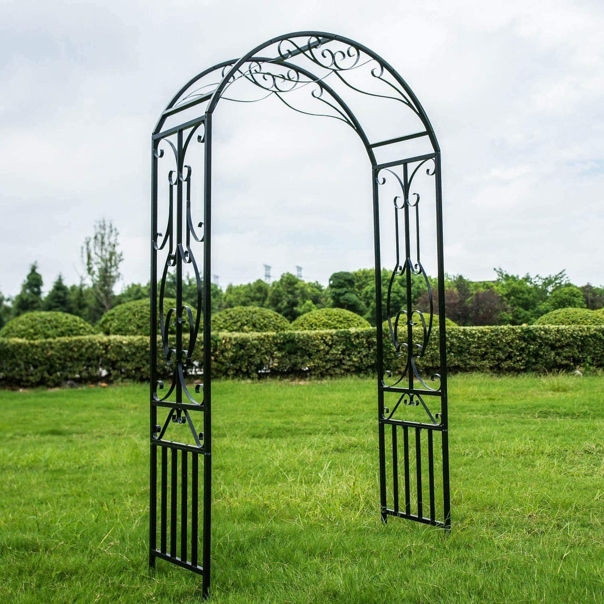 kinbor Garden Arches Arbor, Outdoor Black Metal Arbor, Wedding Archway