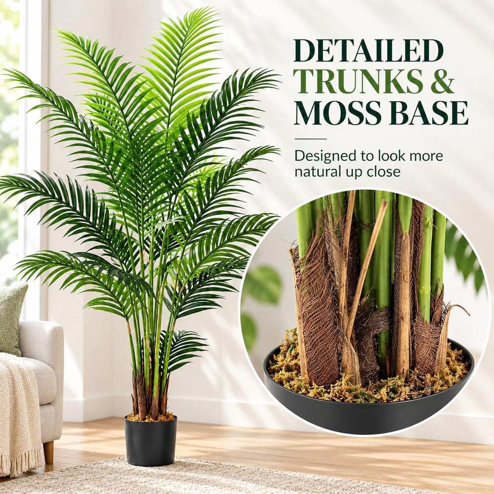 6ft Artificial Areca Palm Trees, 2 Pack, 19-Trunk Faux Plants