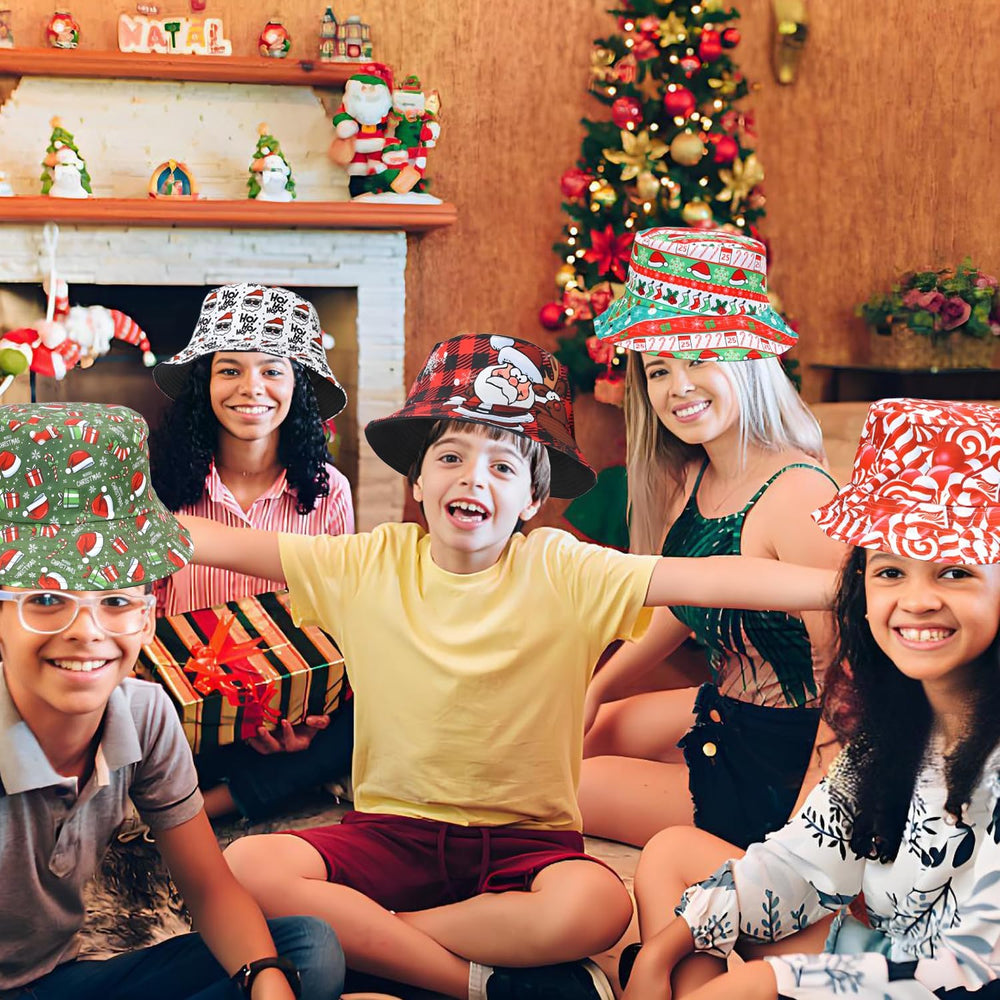 6 Pack Funny Christmas Hats, Novelty Christmas Party Bucket Hats, Santa Hats,...