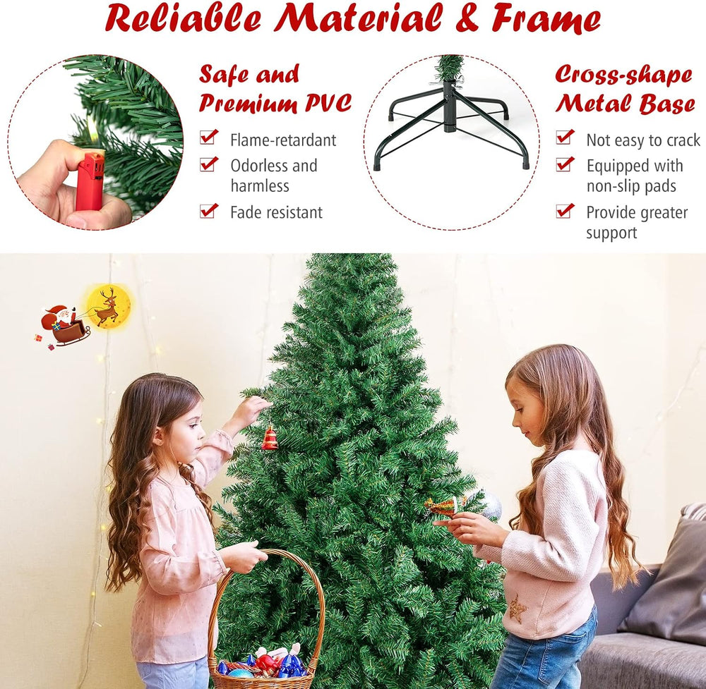 Goplus 6ft Artificial Christmas Tree with 1000 Branch Tips, Hinged