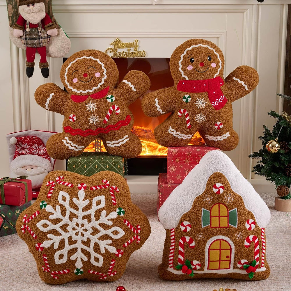 Lanpn Christmas Gingerbread Man Pillows Set of 2, Christmas Decoration Winter...