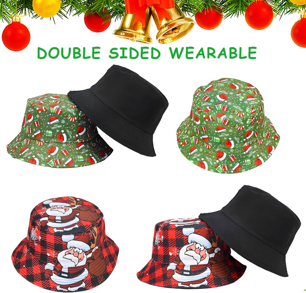 6 Pack Funny Christmas Hats, Novelty Christmas Party Bucket Hats, Santa Hats,...