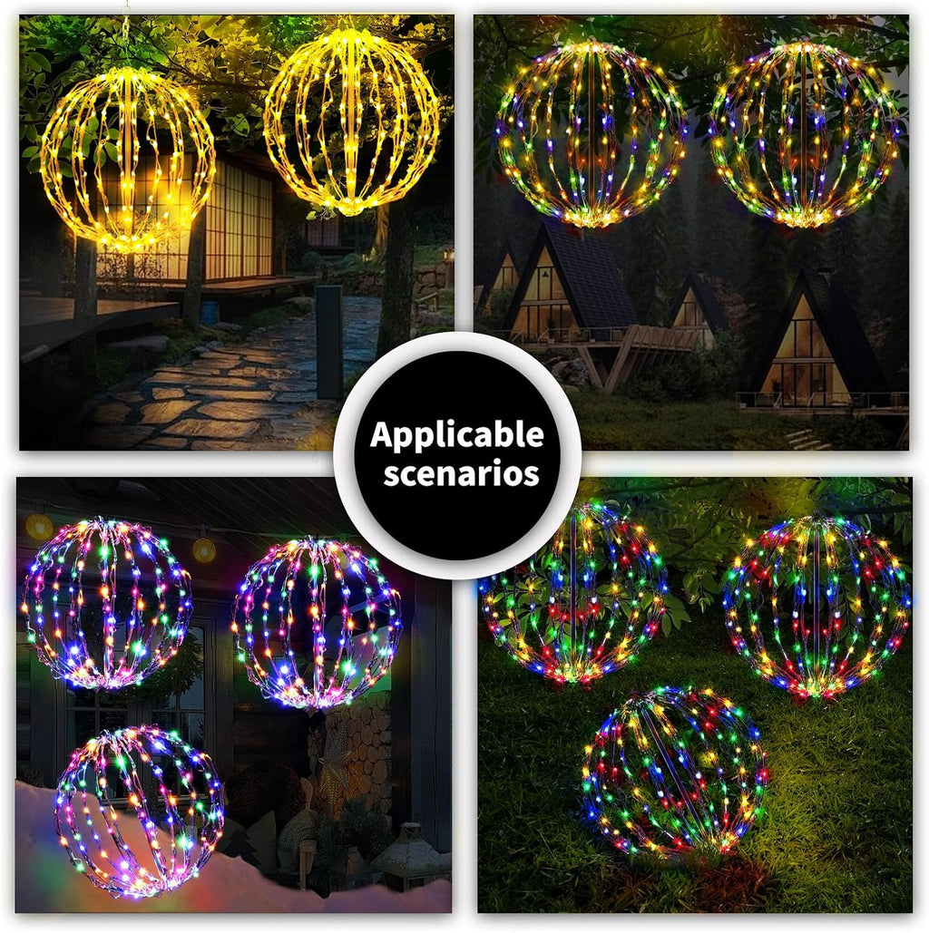 christmas light balls, 16 inch foldable sphere decor on a desk or shelf