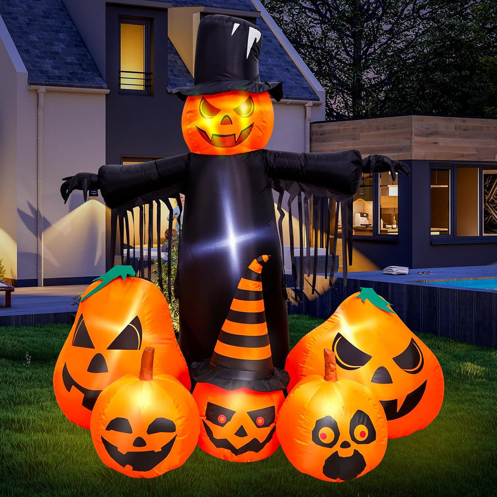 Max Fun 7FT Halloween Inflatables Pumpkin Decorations with LED Build-in Hallo...