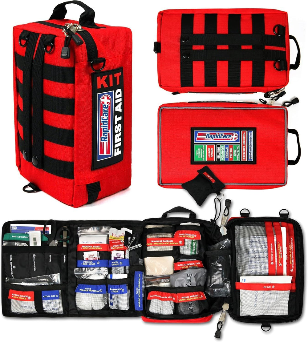 Rapid Care First Aid Kit – 300+ Piece Emergency Medical Kit with Bonus 95-Pie...