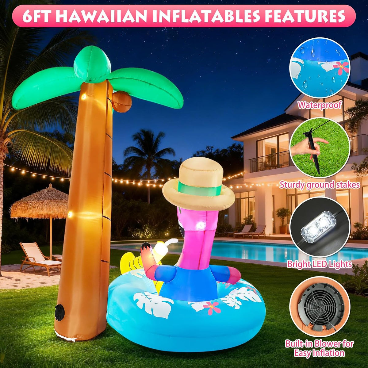 inflatable flamingo outdoor decorations 6ft summer inflatables decor on a desk or shelf