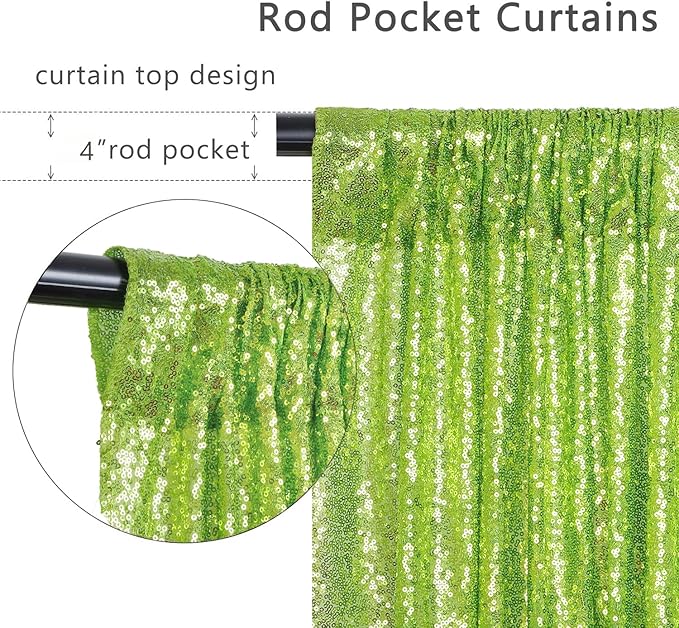 ShinyBeauty Olive Green Sequin Backdrop 4x10FT (4 Panels) – Sparkly Photo Booth Background for Weddings, TikTok Live Streams, Party Decor, Reusable Glitter Curtain