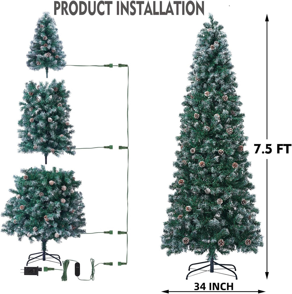 Juegoal 7.5FT Pre-Lit Pencil Christmas Tree with 305 LED Smart RGB Lights
