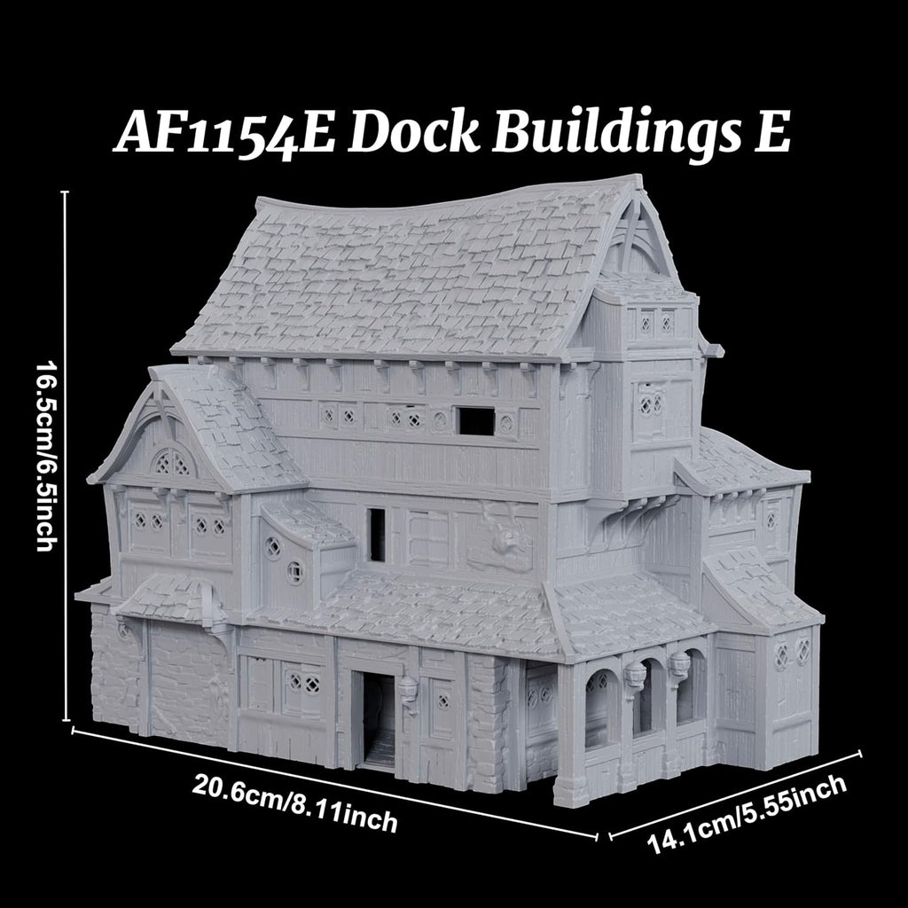 auspdice dnd terrain 25mm unpainted dock building, stone, package contents