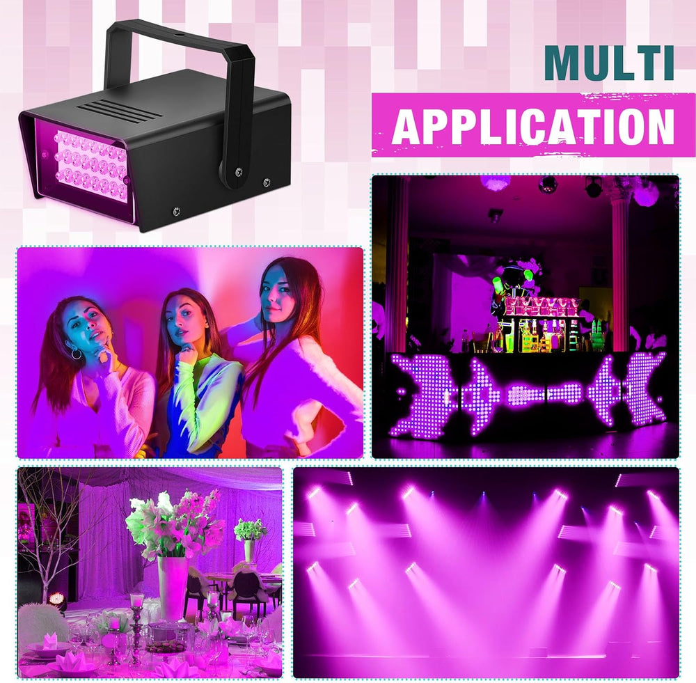 Treela 4 Pack Strobe Party Light Small Bright LED Outdoor, Purple, 32 LED