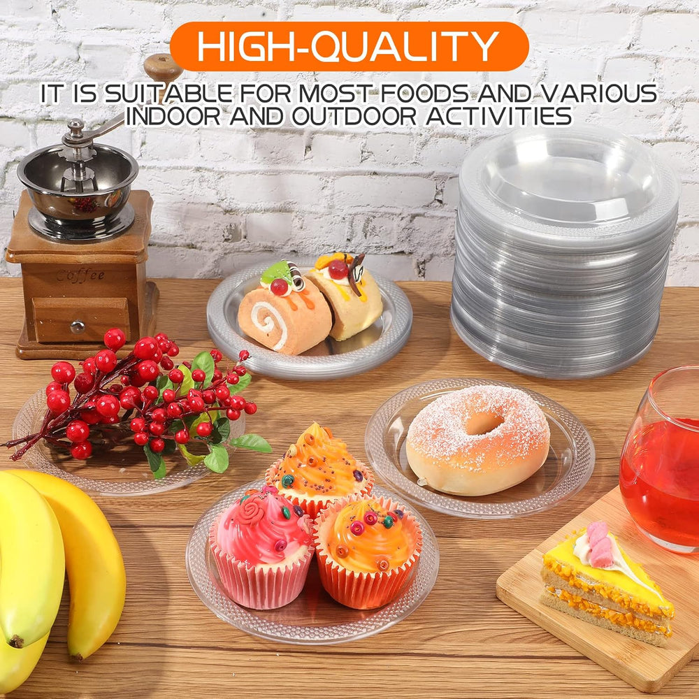 600 Clear Plastic Plates Set 6 Inch Plastic Dessert Plates Bulk Round Clear D...
