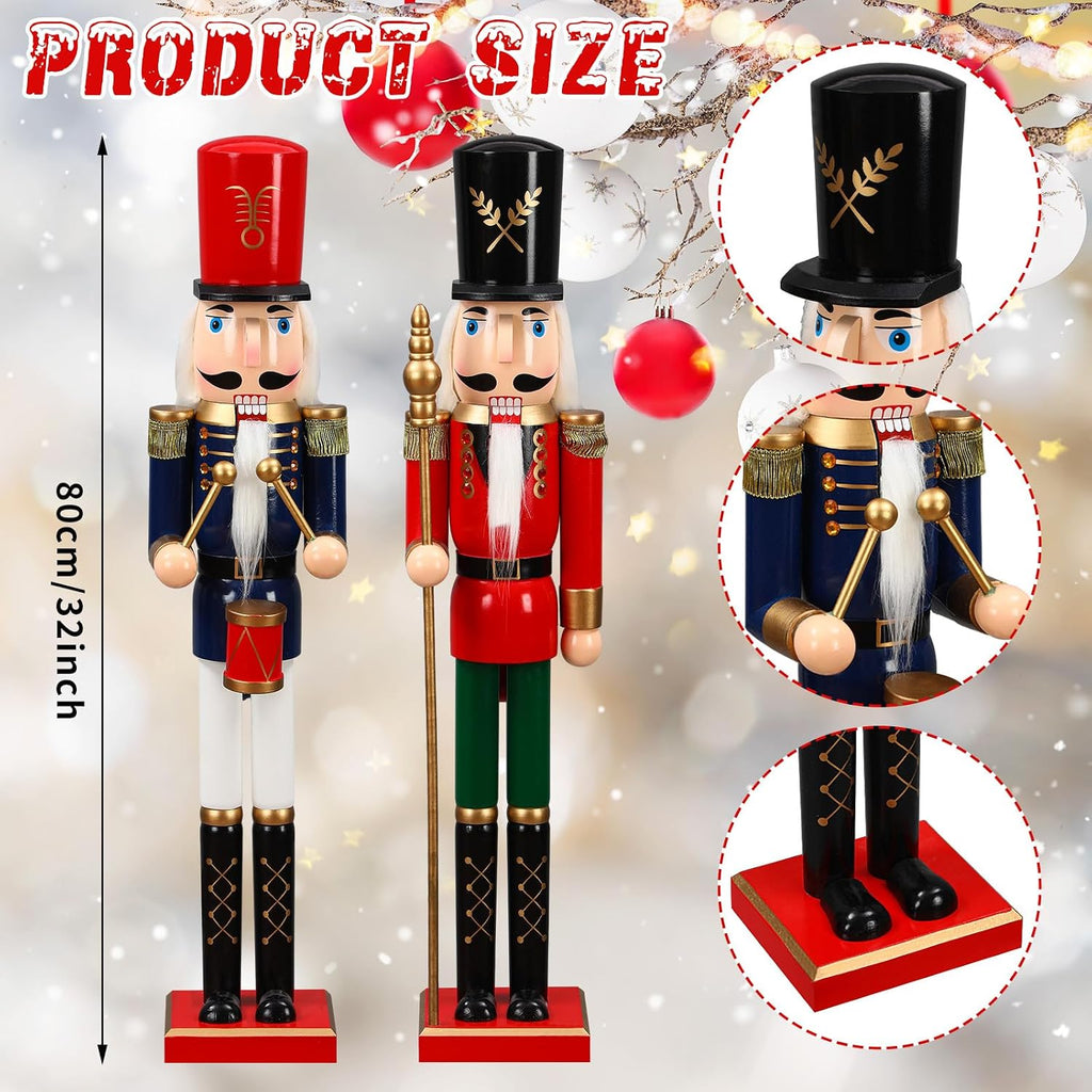 doublefill 2 pcs 32 inch xmas nutcracker wooden shown in use