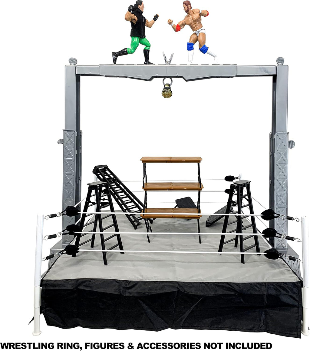 grab the gear adjustable playset for wrestling action showing dimensions