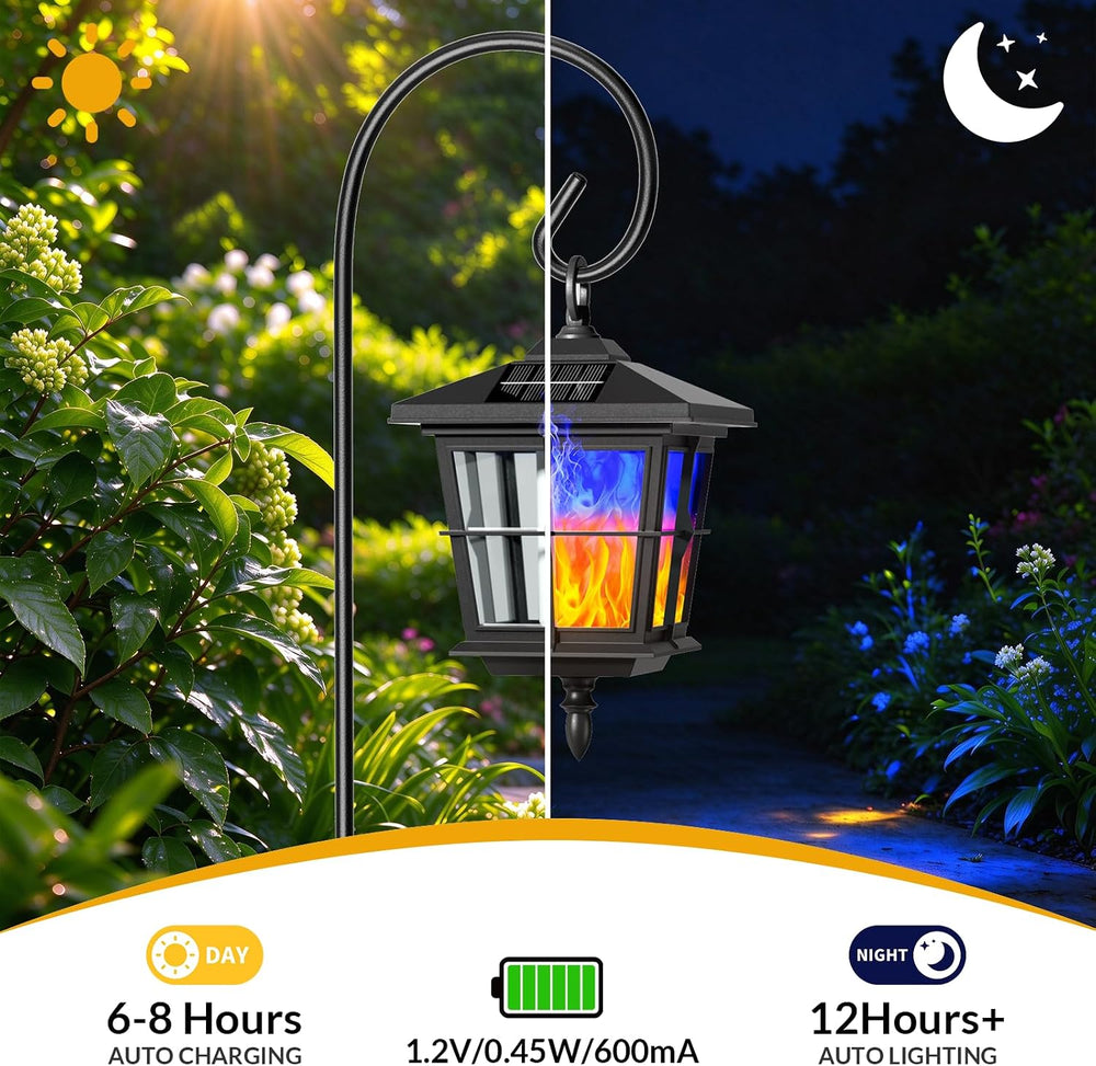 VOLISUN 2 Pack Solar Flickering Flame Hanging Lanterns