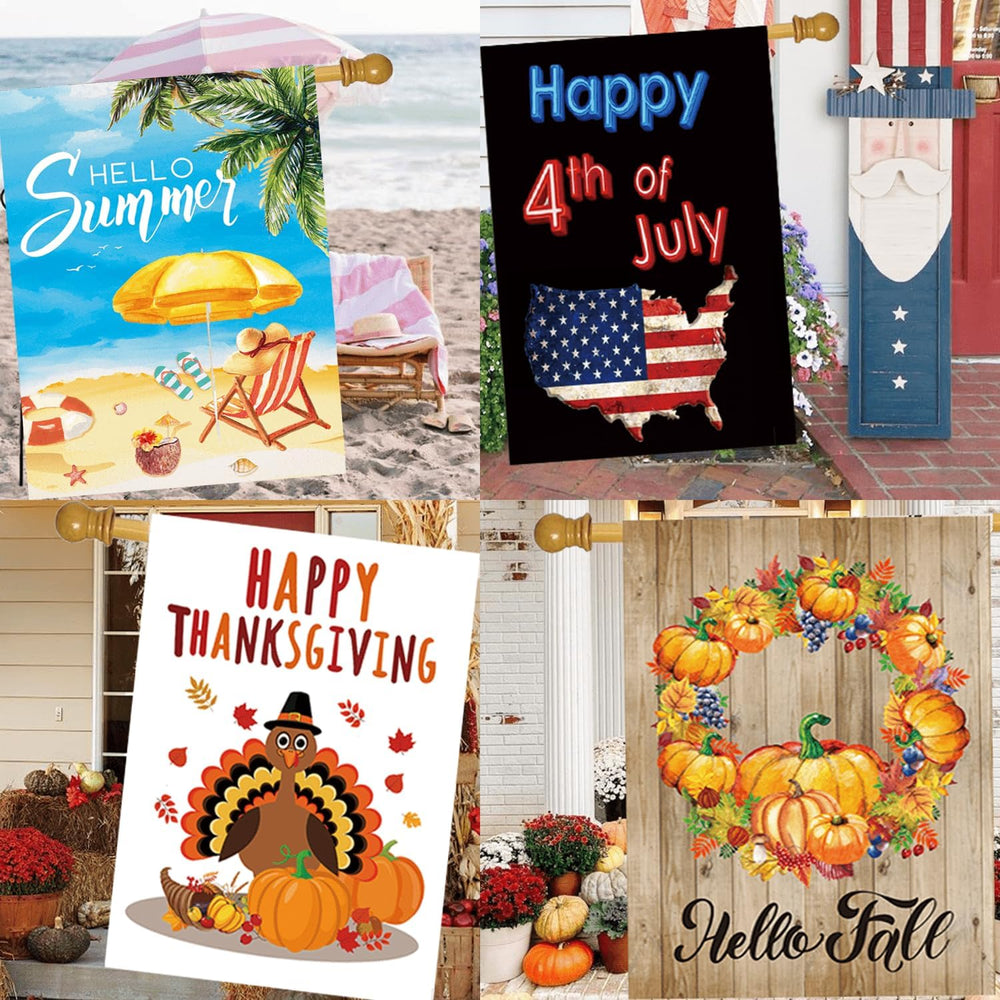 Seasonal Garden Flags Set of 12, Double Sided 28 x 40 Inch Yard Flag