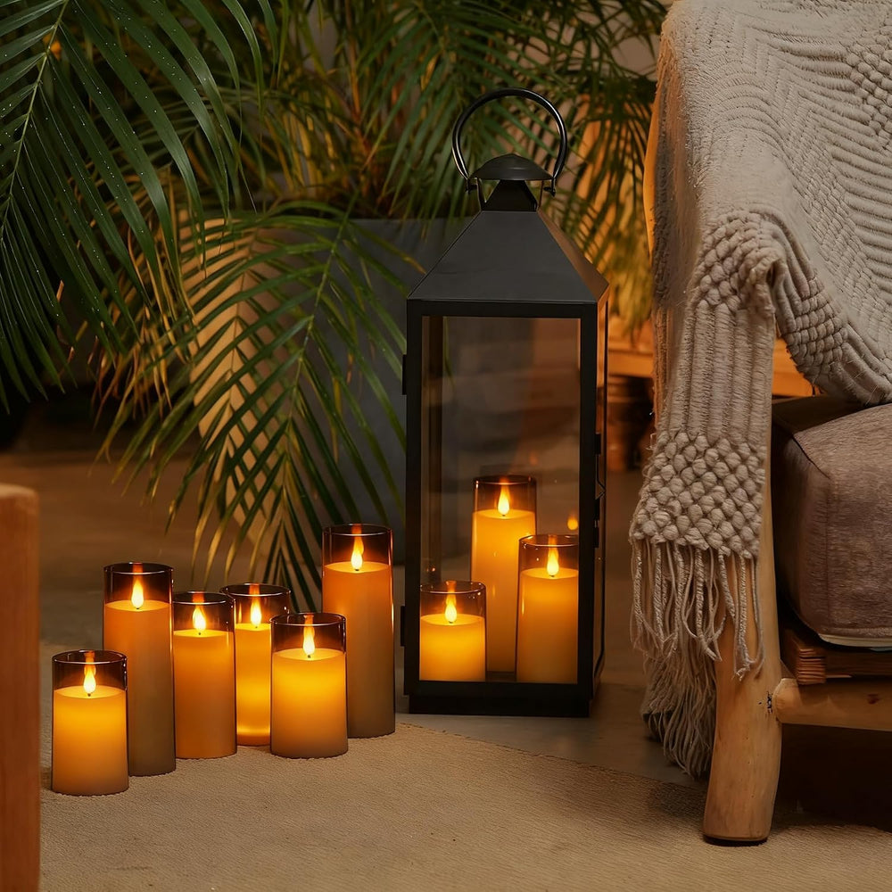 Homemory Gray Flickering Flameless Candles, Battery Operated Acrylic LED Pill...