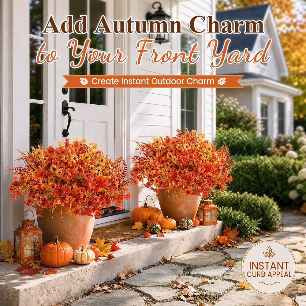 30PCS Fall Mums for Outdoors, Faux Fall Flowers UV Resistant