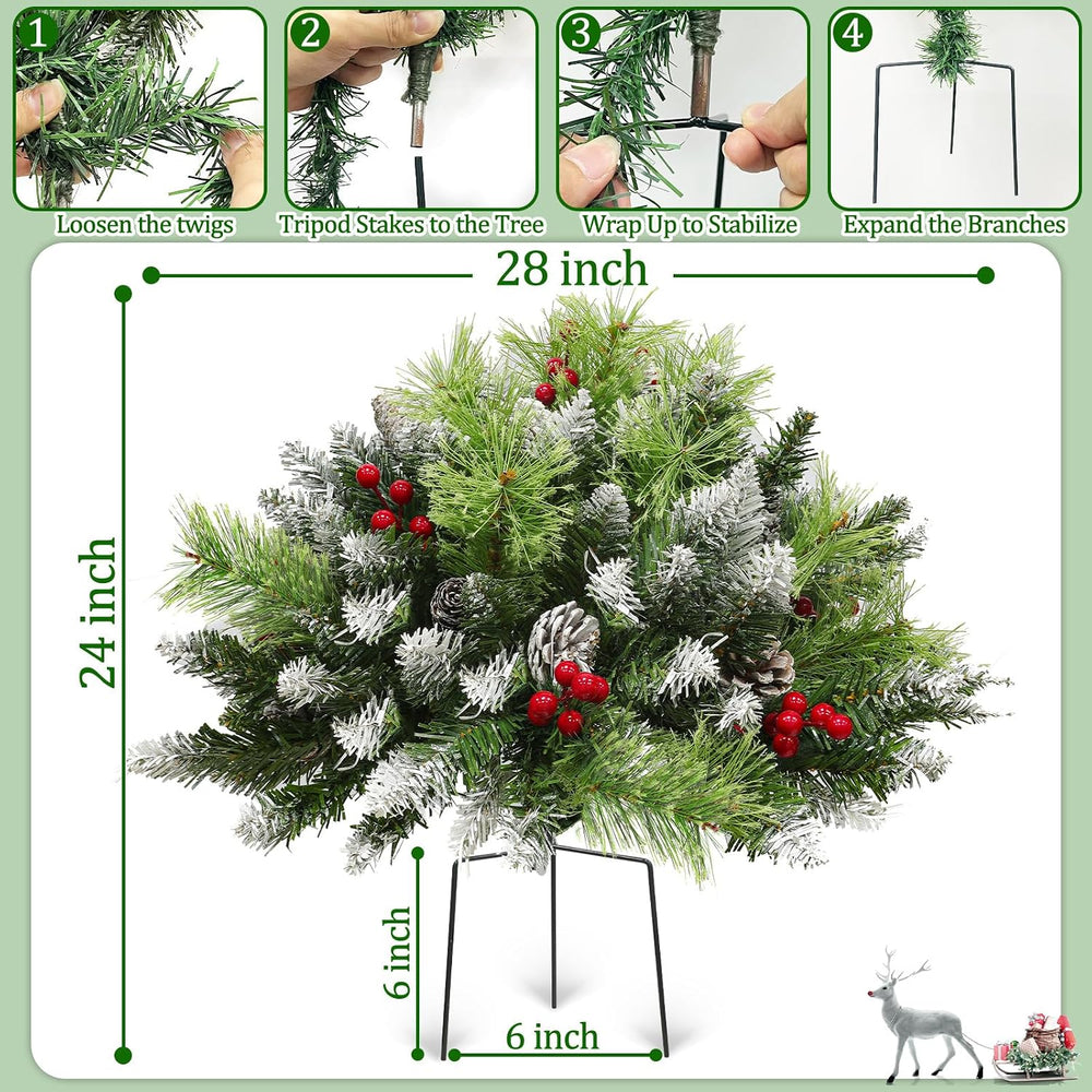 2Pack Artificial Outdoor Christmas Tree Urn Filler Yard Porch Decorations