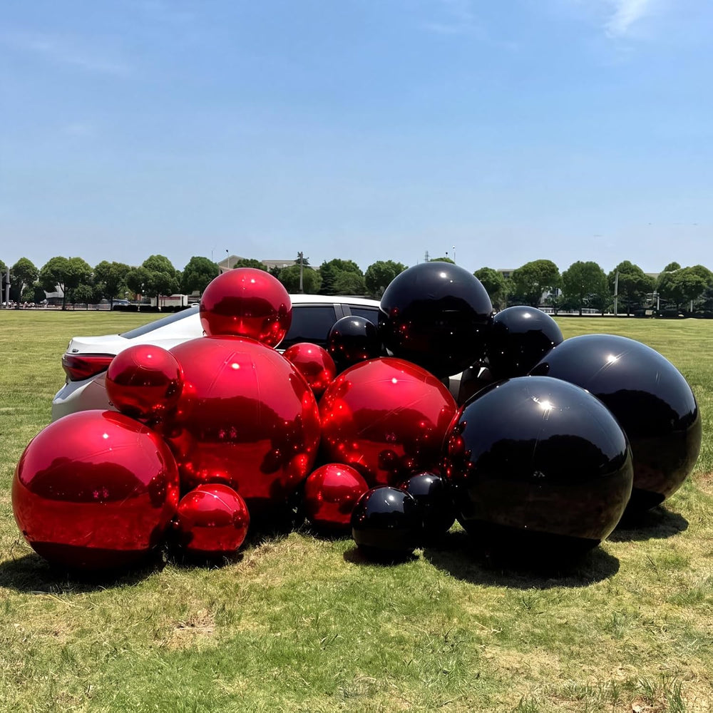 12 Pcs Giant Red Black Metallic Party Balloons, Assorted