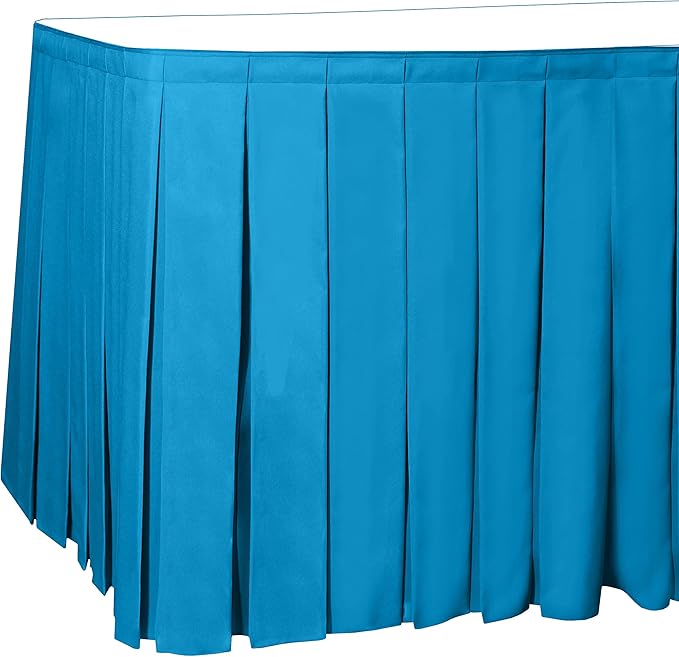 Ultimate Textile Pleat Polyester Fabric Table Skirt - Machine Washable Flame Resistant with Clips for Events, Weddings & Trade Shows, Cut & Sewn in Paterson, NJ - Cobalt, 21' Box Pleat