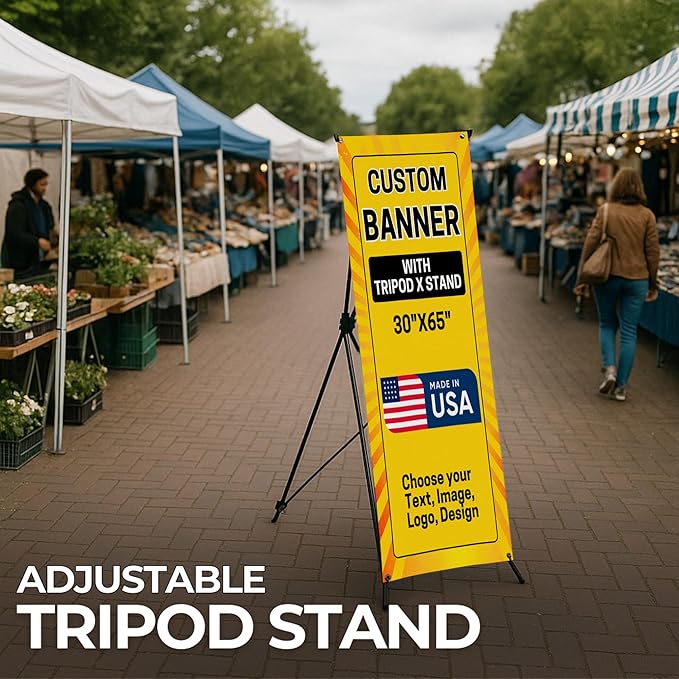 Custom Banner With X Stand By Dreamcontroller(30" X 65") | Personalized X Banner Stand For Advertising, Stores, Tradeshow, Restaurant, Event, Birthday & Party | Made In Usa | Fast Delivery | Hd Print