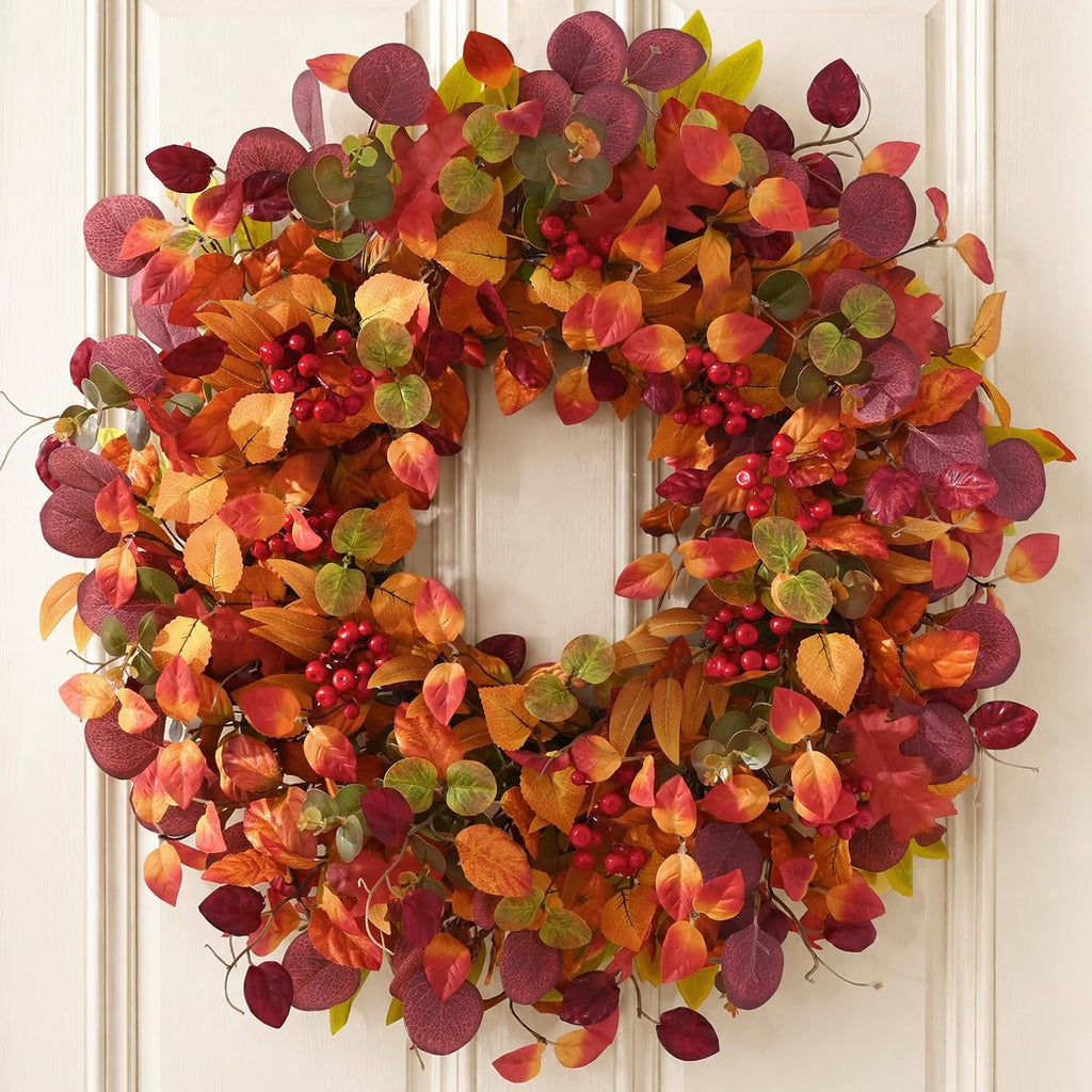 Fall Decor, 26" Fall Wreaths for Front Door, Large Fall Door Wreath