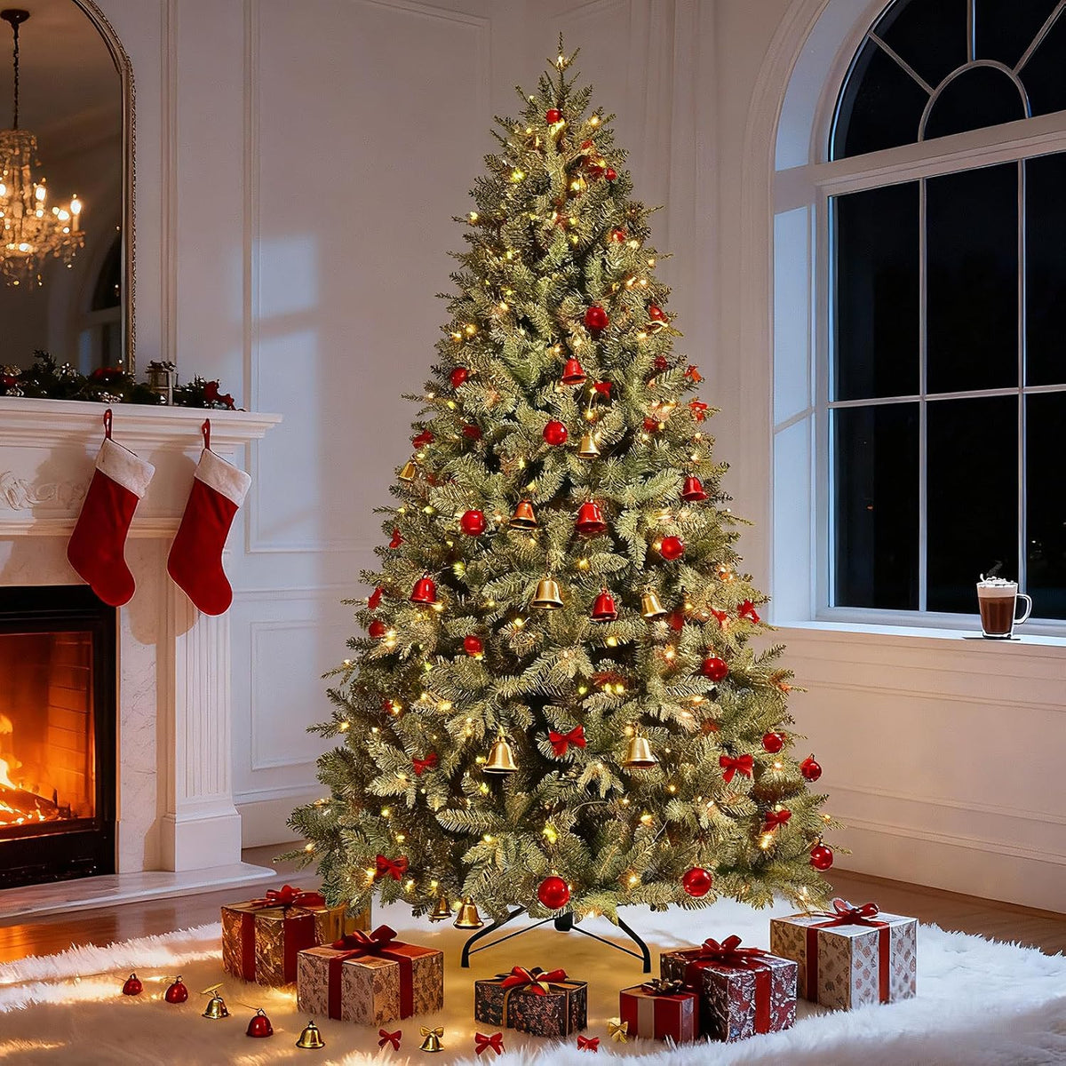 Treepool 7FT Prelit Artificial Christmas Tree, 2272 PE/PVC Tips, 500 Lights
