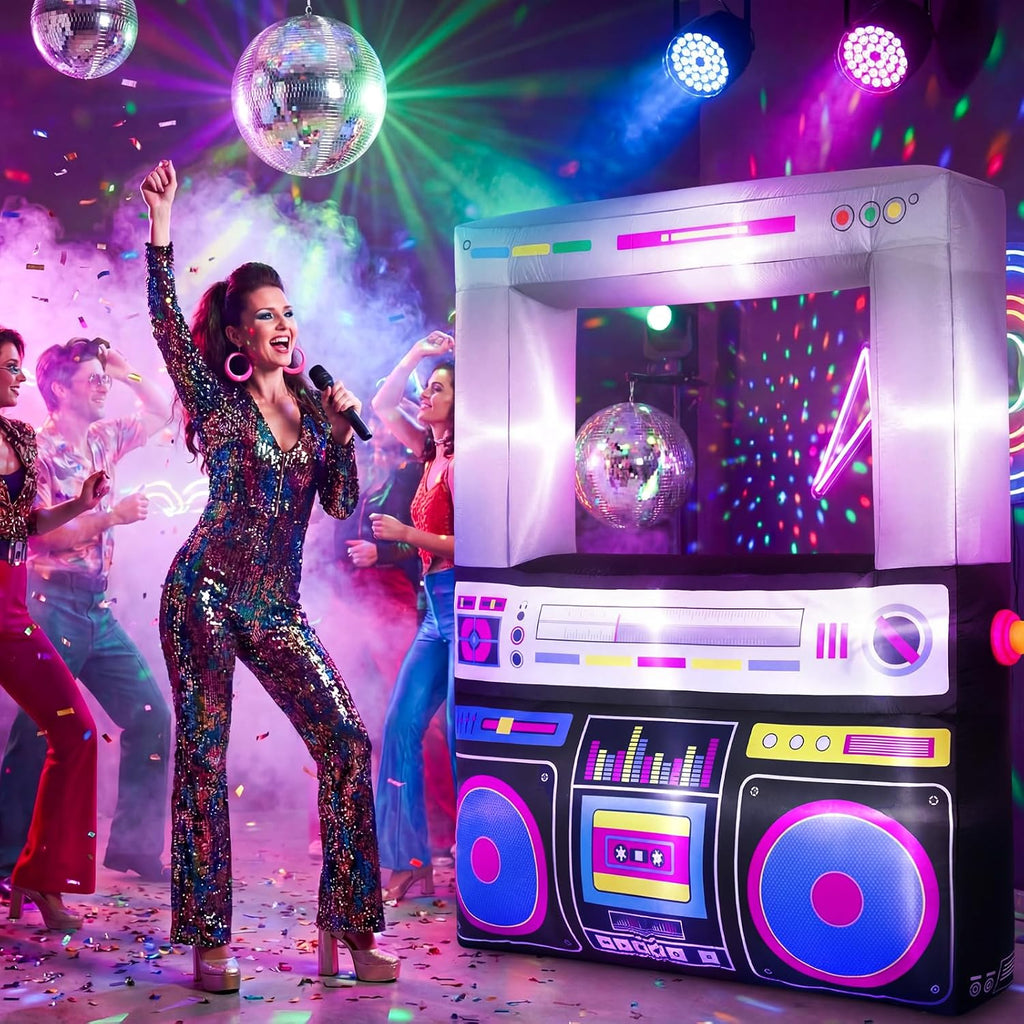 soulchen 6x5 ft inflatable radio boombox led lights showing dimensions