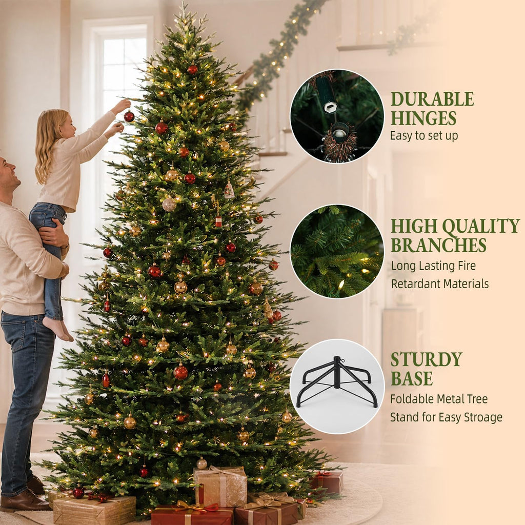 9FT Prelit Premium Christmas Tree, 5179 Realistic PE&PVC Tips