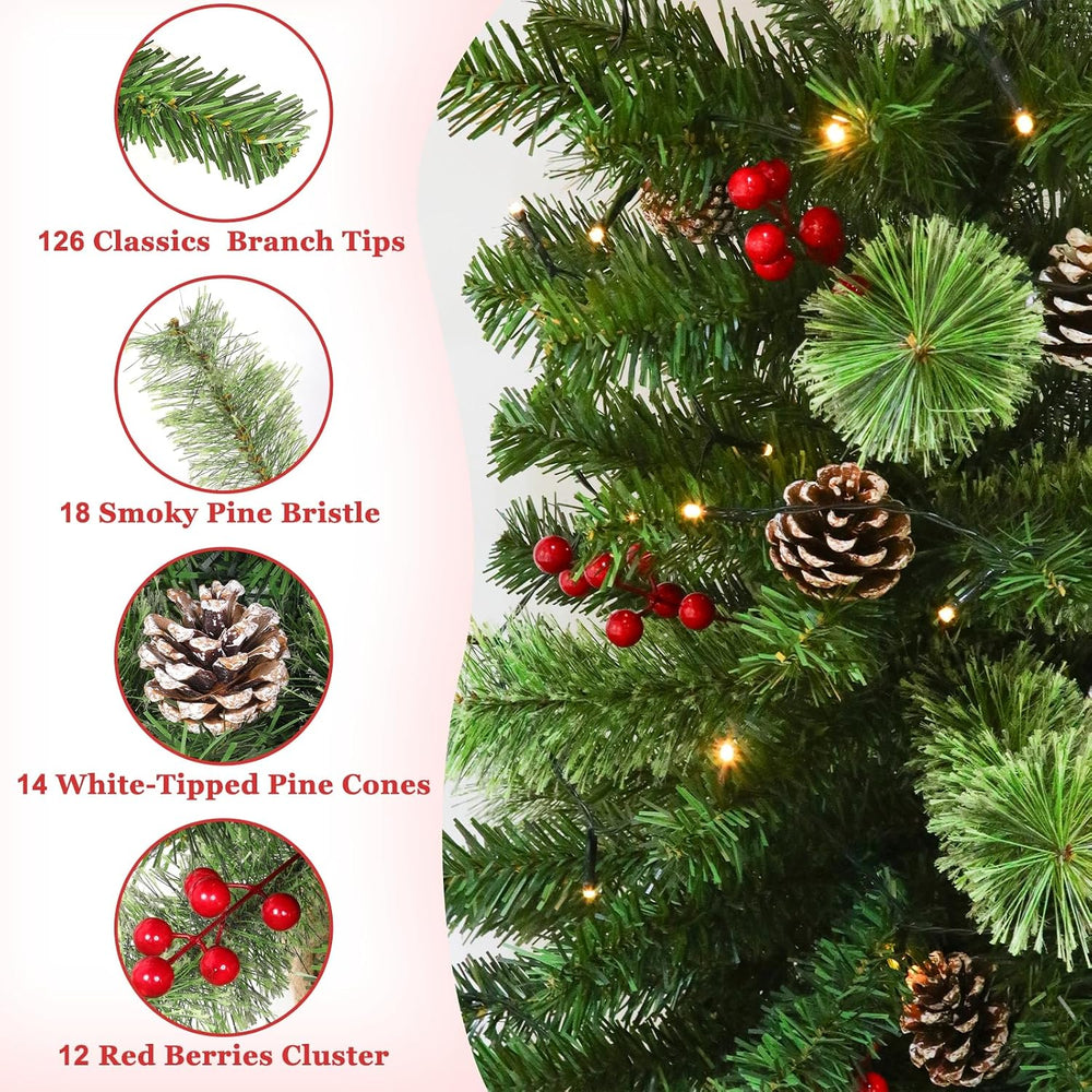 2 Pack 4 Ft Artificial Christmas Entrance Tree with 60 LED Warm White Light