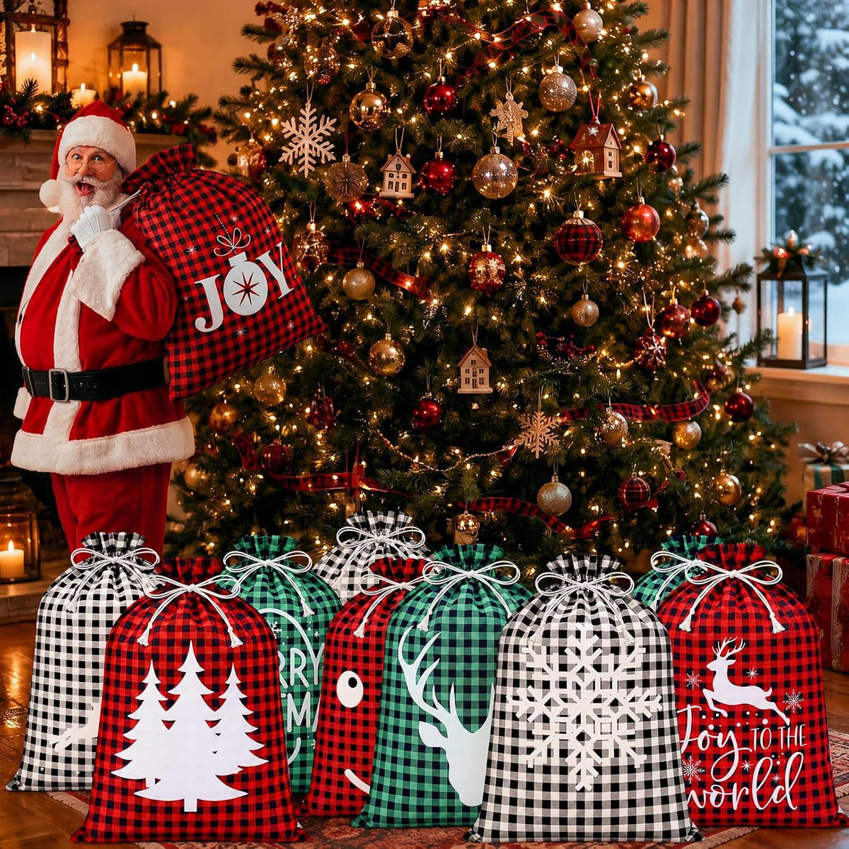 windyun 16 pcs christmas drawstring bag santa sack, package contents