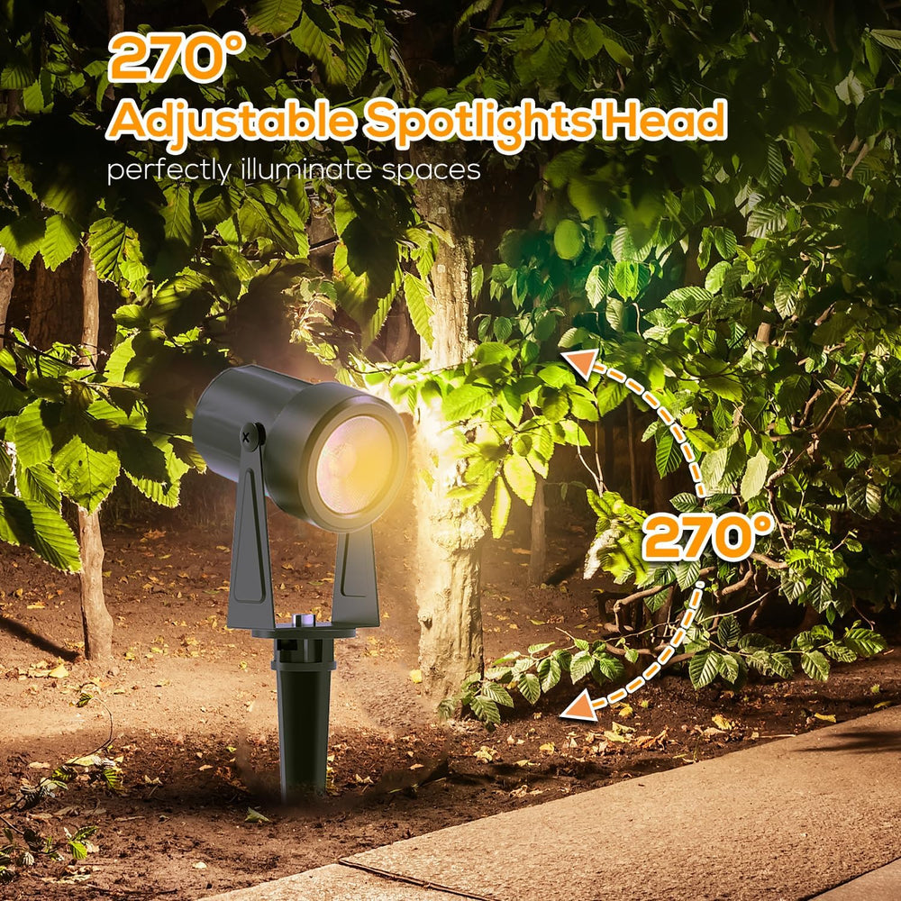 SUNTHIN 10 Pack Outdoor RGBW Landscape Lights, Color Changing Spot Uplights
