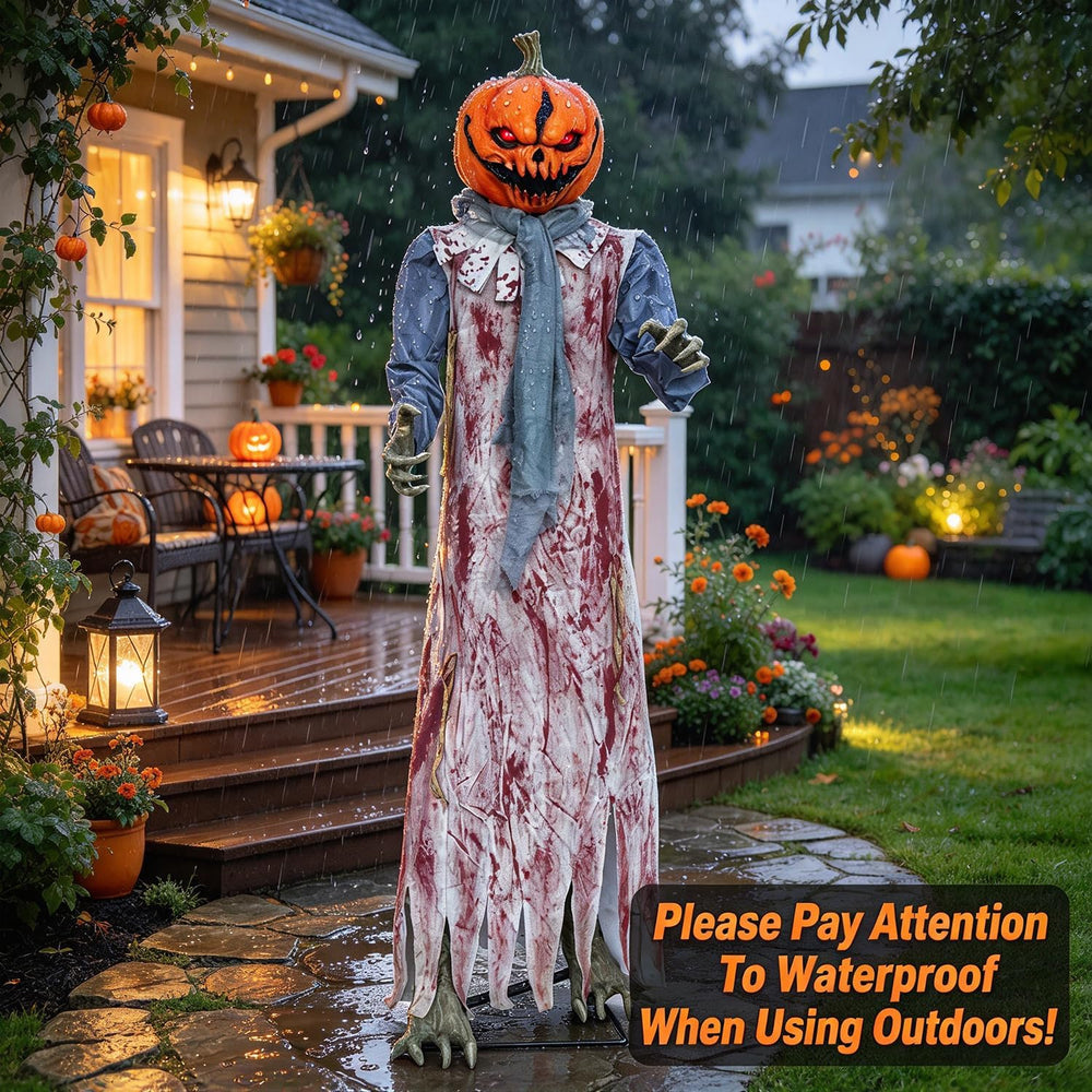 Halloween Decorations – 6.2FT Scary Pumpkin Animatronics, Sound Activated wit...