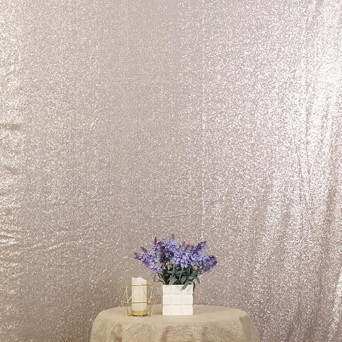 Poise3EHome Champagne Sequin Backdrop, 10Ft x 10Ft Glitter Photography Background Curtains, Sequence Drapes for Party Baby Shower Wedding Birthday Christmas Thanksgiving Halloween Decoration