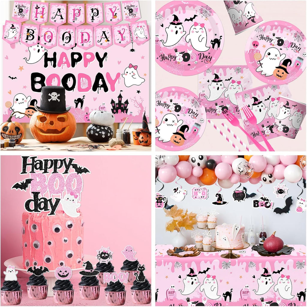 Halloween Birthday Party Decorations Serve 24, Pink Halloween Tableware