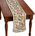 patdrea Designer Elegant French Floral Velvet Table Runner, Fresh Green with Orange Blossoms Pattern Table Mat, Decoration for Kitchen Dining Coffee Table Cabinet Banquet Thanksgiving,12"*71"