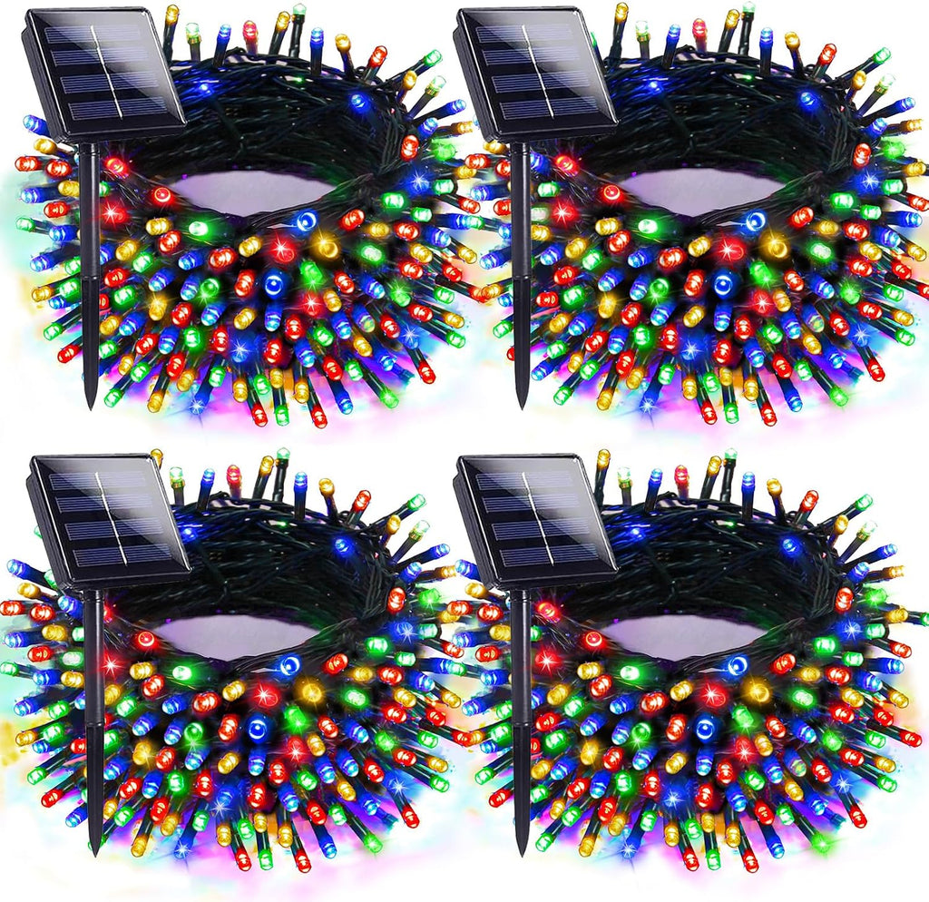 Solar Christmas Lights Outdoor 4 Pack 152FT 400LED String Lights Multicolor