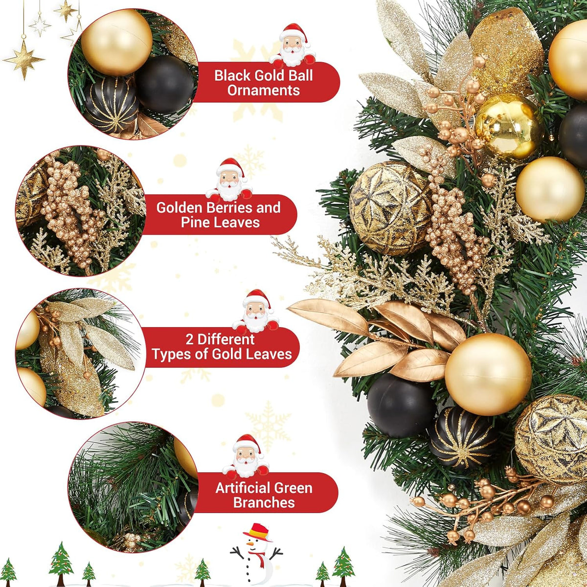 22 in artificial christmas wreath, pre-lit lighted christmas shown in use