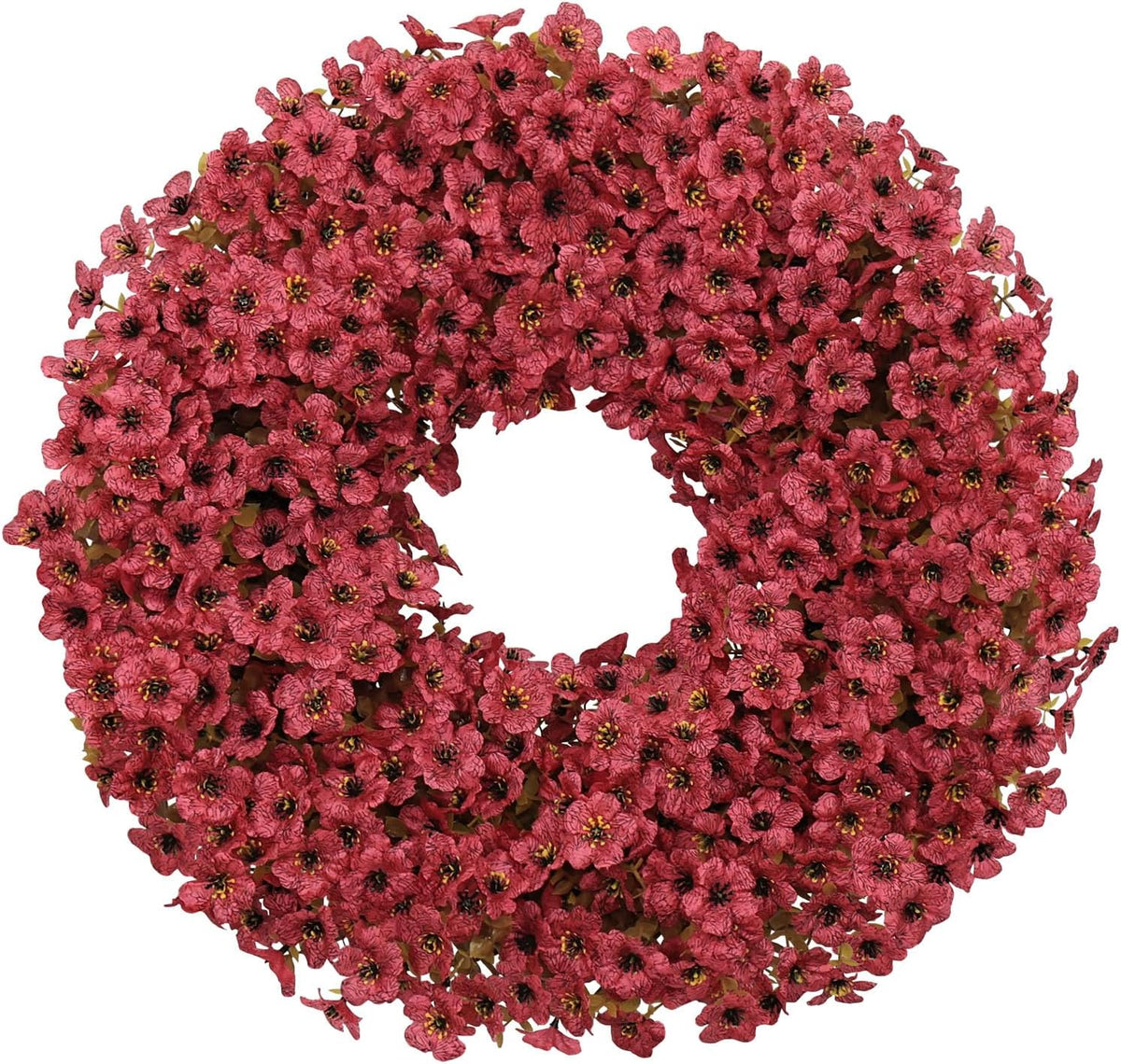 20" Burgundy Fall Wreath for Front Door, Artificial Mums Autumn Wreath