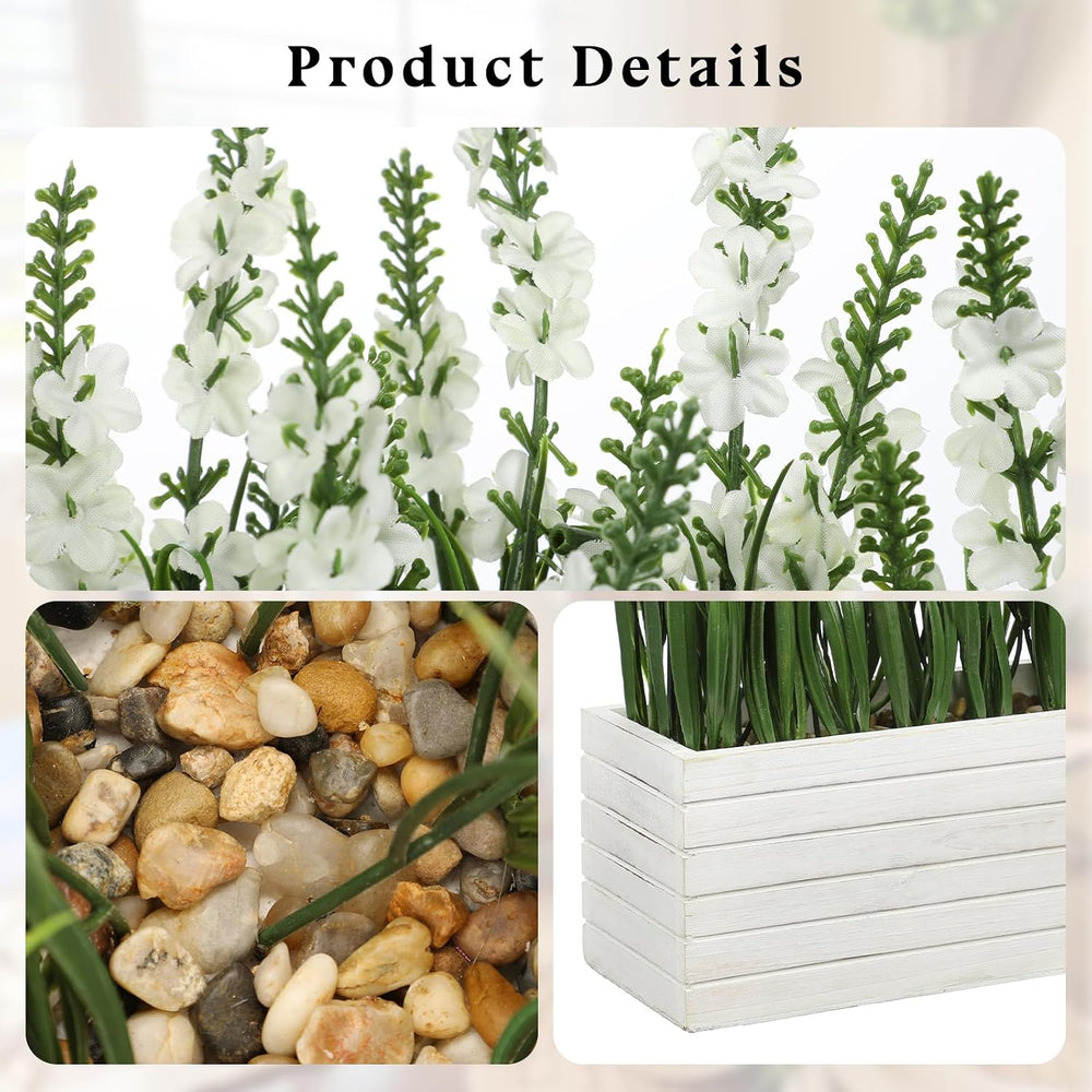 Artificial Lavender Plant Fake Lavender Flower Arrangement in White Box