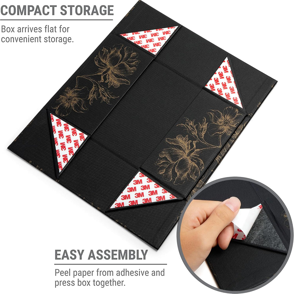 Luxury Keepsake Gift Box, Black Gold, 3-Pack 11.5" x 7.5" x 3.5"