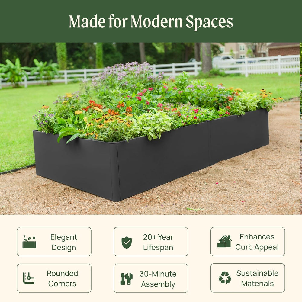 Vego garden Modern Raised Garden Bed, 17" Tall 4 x 8 ft Metal Raised Gar...