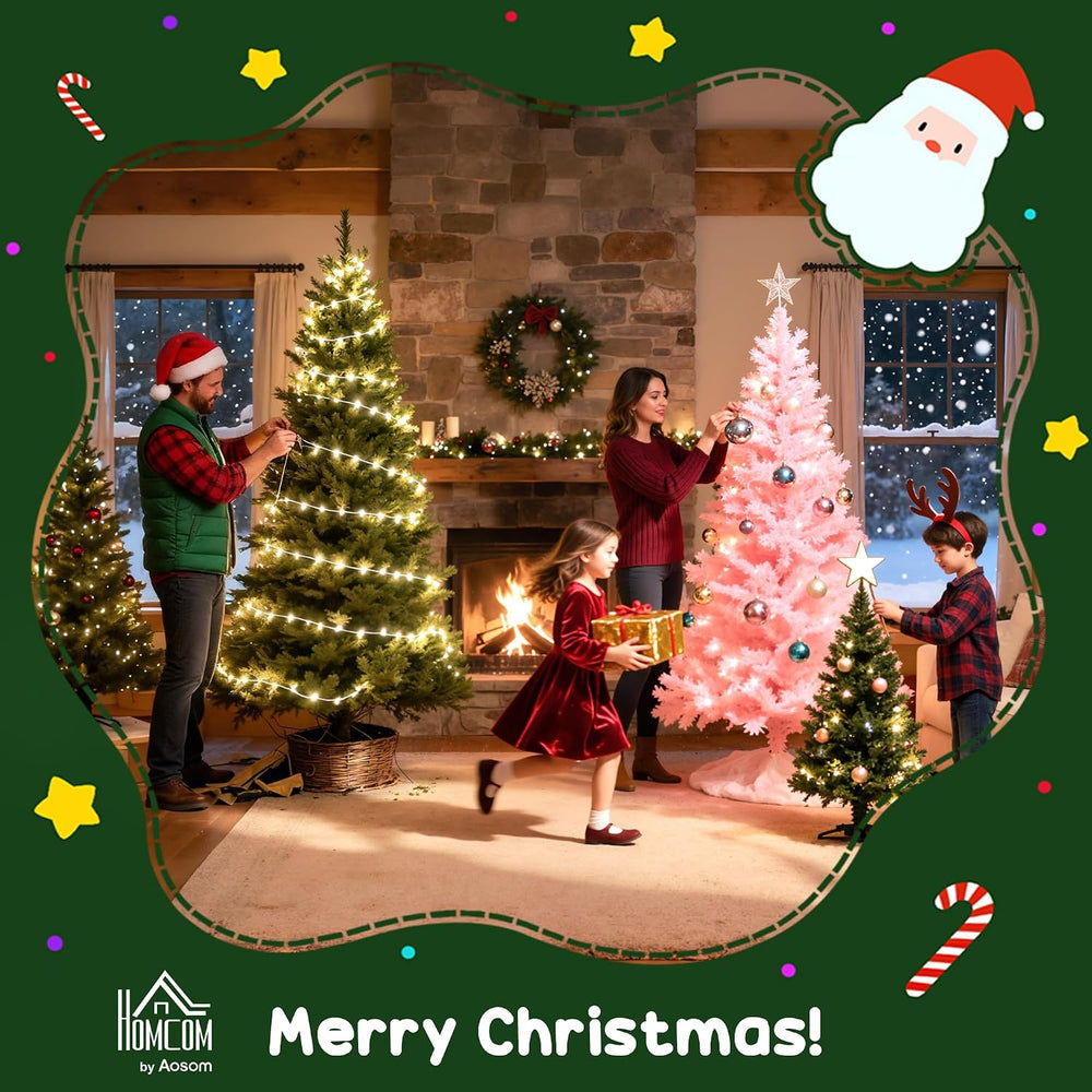 HOMCOM 9 Foot Artificial Christmas Tree, Pine Hinged Xmas Tree with 1939 Real...
