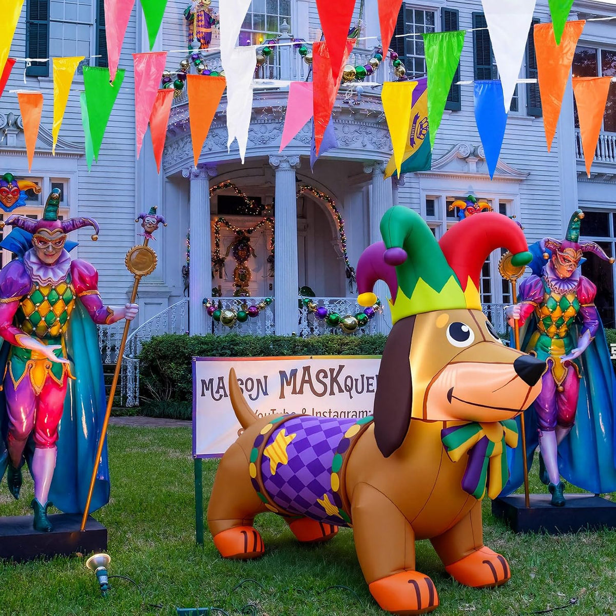 leyndo 5.3 ft mardi gras inflatable decorations led showing dimensions
