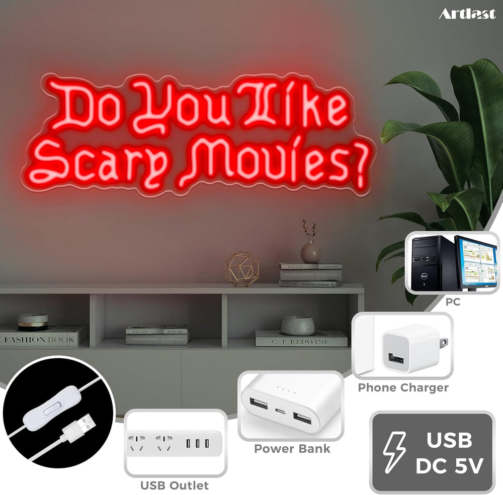 Do You Like Scary Movies Neon Sign LED Neon Light Red 17"x5.98"