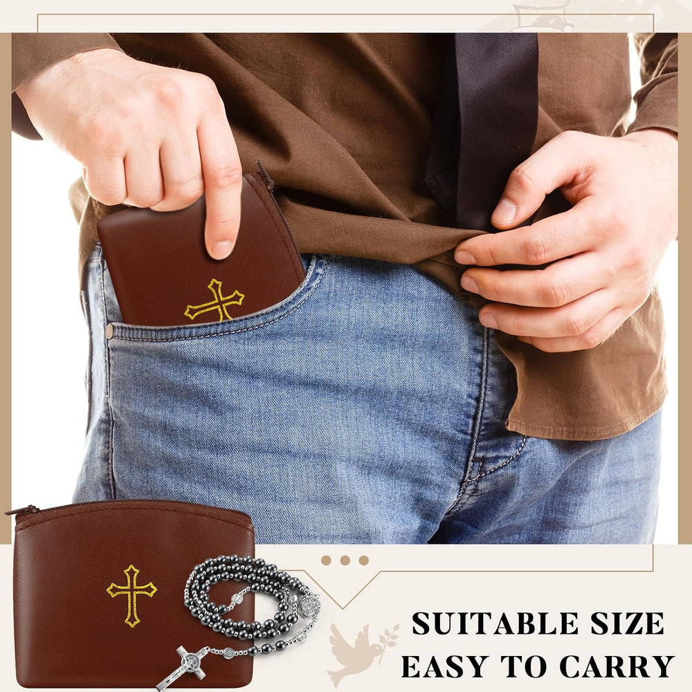 Shinylin 30 Pcs Rosary Pouches with Zipper Catholic Rosary Cases 4 x 3 Inches...